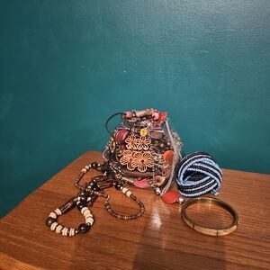 Bohemian Jewelry Set with Beaded Bracelets and Necklace